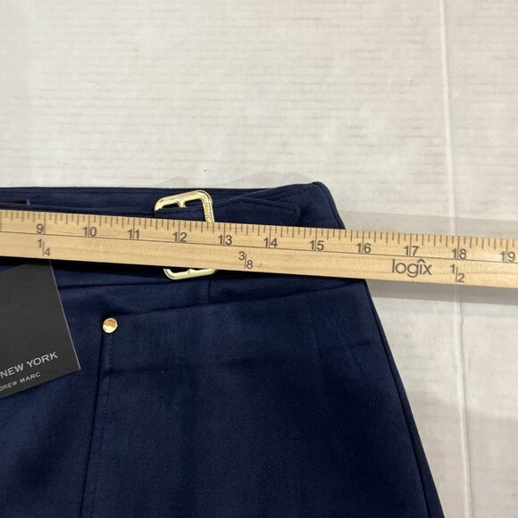Andrew Marc New York Skirt Womens S Blue Faux Suede Mini A Line Academia Preppy‎ - Picture 4 of 6